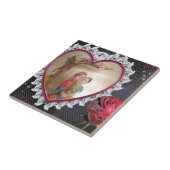 Aziatisch bruidspaar op Heart Swing Art Print Tegeltje (Zijkant)