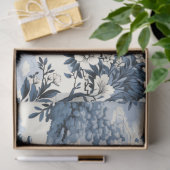  Aziatisch Geïnspireerd Blauw & Wit Bloemen Tissuepapier (Geschenk)