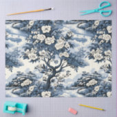  Aziatisch Geïnspireerd Blauw & Wit Bloemen Tissuepapier (Craft)