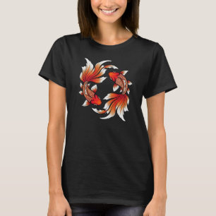 Aziatisch geïnspireerd gestileerd goudvisontwerp t-shirt