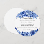 Aziatisch geïnspireerd hemelsblauw bloemendiner me kaart (Voorkant / Achterkant)