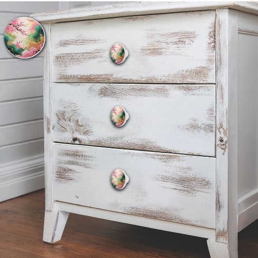 Aziatisch geïnspireerd kersenbloesempatroon keramische knop