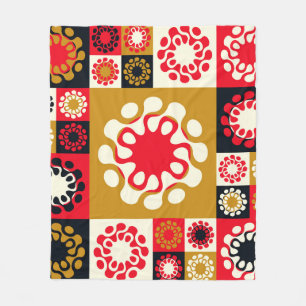 Aziatisch goud rood mozaïek, etnische stijl. fleece deken