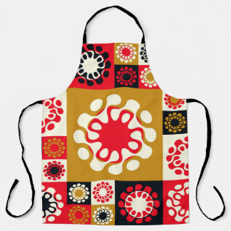 Aziatisch goud rood mozaïek, etnische stijl. schort