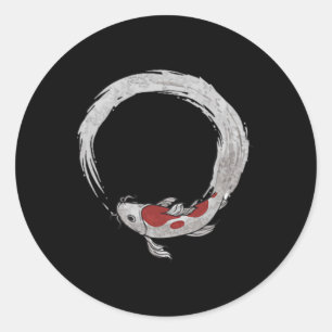  Aziatisch Japans Koi Karper Vist nieuwigheid Fi Ronde Sticker