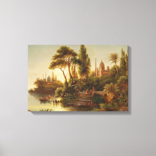 Aziatisch landschap in het avondlicht (Sunset Art) Canvas Afdruk (Voorkant)
