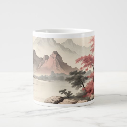 Aziatisch landschap schoonheid extra grote beker (Voorkant)