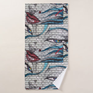 Aziatisch Meisje Graffiti Bad Handdoek