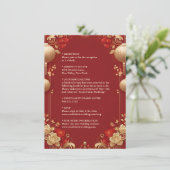 Aziatisch Modern Floral Chinees Tweetalig Huwelijk Informatiekaartje (Staand voorkant)