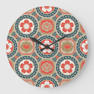 Aziatisch motief: Elegant geometrisch ontwerp Grote Klok