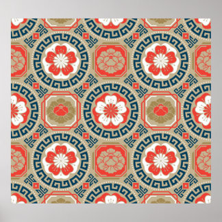 Aziatisch motief: Elegant geometrisch ontwerp Poster