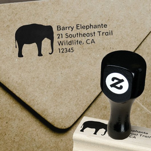 Aziatisch olifant silhouet retouradres 	rubberstempel