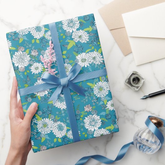Aziatisch patroon blauwgroen cadeaupapier (Geschenken)