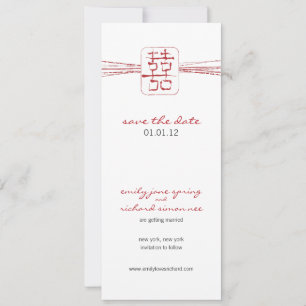 Aziatisch Symbool Dubbel Geluk Save the Date Kaart