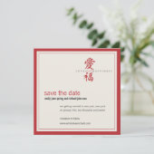 Aziatisch Symbool Liefde en Geluk Trouwen Save The Date (Staand voorkant)