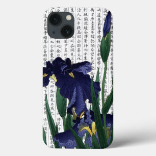 Aziatische Blauwe Iris op Kanji Achtergrond iPhone 13 Hoesje