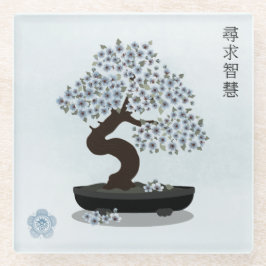 Aziatische bloemen bonsai bloesem boom grafisch on glazen onderzetter