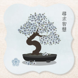 Aziatische bloemen bonsai bloesem boom grafisch on kartonnen onderzetters