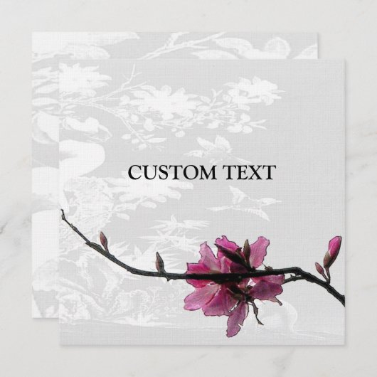 Aziatische bloemige uitnodiging voor elke gelegenh (Voorkant / Achterkant)