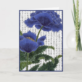 Aziatische BluePoppies op Kanji achtergrond Bedankkaart