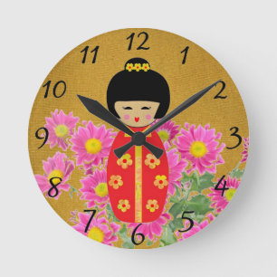 Aziatische Doll Ronde Klok