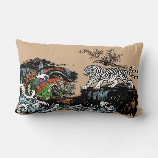 Aziatische draak tegen tijger kussen (Achterkant)