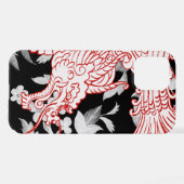 Aziatische draak - White op Black Floral iPhone Ca iPhone Hoesje (Achterkant horizontaal)
