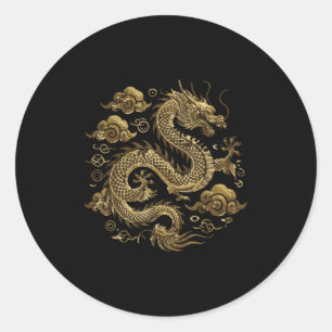 Aziatische Dragon Clouds  Chinees Japans Mannen W Ronde Sticker