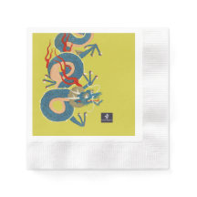 AZIATISCHE DRAGON SERVETTEN MET KANJI-GELUK