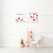 Aziatische geïnspireerde Waterverf Cherry Blossom Spandoek (Insitu)