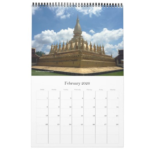 Aziatische hoofdsteden (met locaties) 2026 kalender (Feb 2026)