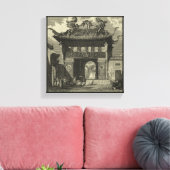 Aziatische imperiale tempel in zwart-wit canvas afdruk (Insitu (Woonkamer))