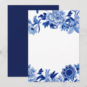 Aziatische Invloed Blauwe Floral 2 Blanco Aangepas Kaart