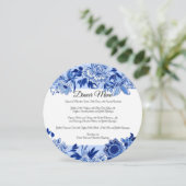 Aziatische Invloed Hemelblauwe Bloem Dinner Menu Kaart (Staand voorkant)