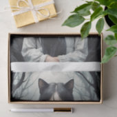 Aziatische kat Furry heks met zwarte kat Tissuepapier (Geschenk)