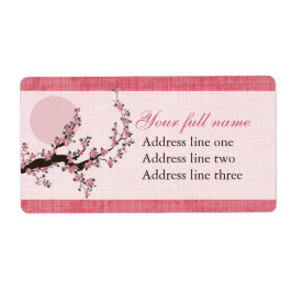 Aziatische kersenbloesem boom en zon grafisch ontw etiket