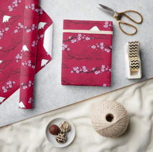 Aziatische kersenbloesems Mt. Fuji & Red BG Cadeaupapier