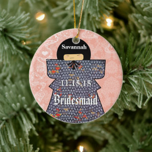 Aziatische Kimono Birdesmaid geeft roze veranderin Keramisch Ornament