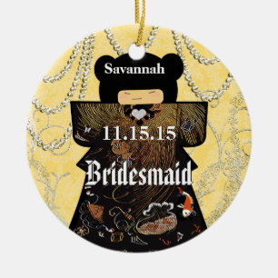 Aziatische Kimono Birdesmaid Gifts Coral Wijziging Keramisch Ornament