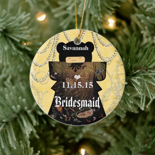 Aziatische Kimono Bruidsmeisje Cadeaus Koraal Kleu Keramisch Ornament (Boom)