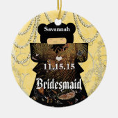 Aziatische Kimono Bruidsmeisje Cadeaus Koraal Kleu Keramisch Ornament (Voorkant)