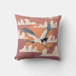 Aziatische kraanvogel in vlucht kussen