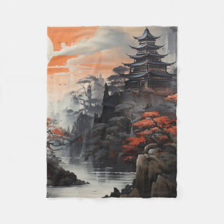 Aziatische landschapskunst fleece deken
