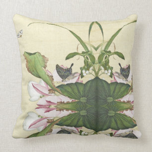 Aziatische Lotusbloemen Vlinder Collage Worp Kusse Kussen
