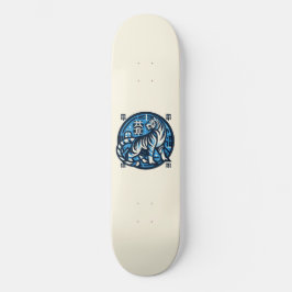 Aziatische Mannelijke Teal Tijger Skateboard
