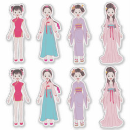 Aziatische meisjes sticker