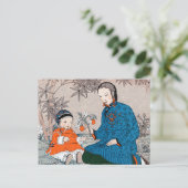  Aziatische moeder Baby Flowers moederdag Briefkaart (Staand voorkant)