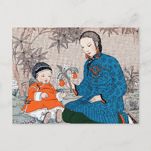  Aziatische moeder Baby Flowers moederdag Briefkaart (Voorkant)