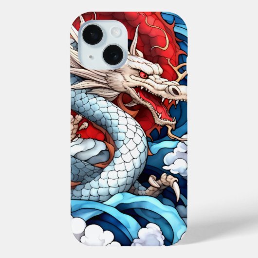 Aziatische Mythische Draak in Rood en Blauw Case-Mate iPhone Case (Achterkant)