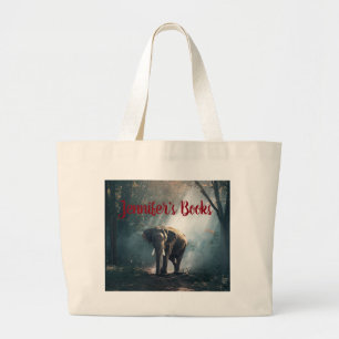 Aziatische olifant in een Sunlit Forest Clearing Grote Tote Bag